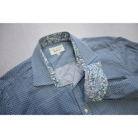 Ted Baker Endurance London Dress Shirt Floral Flip Cuff Mens Size 16 34/35 Large - Picture 1 of 11